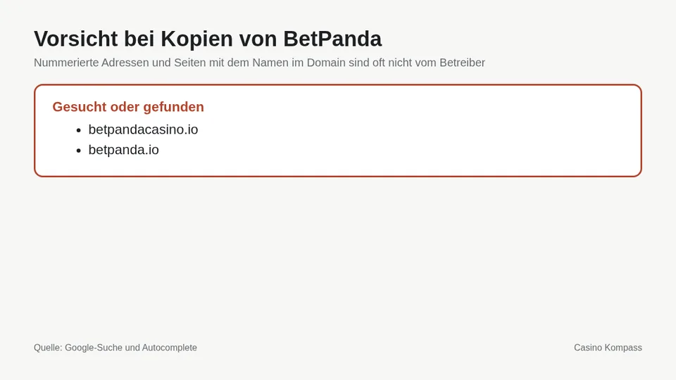 Warnung vor Kopien und Spiegelseiten von BetPanda