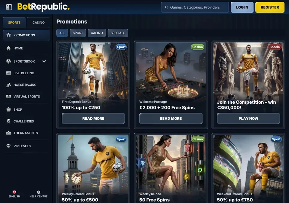 BetRepublic: Bonusseite (Screenshot von betrepublic.com)