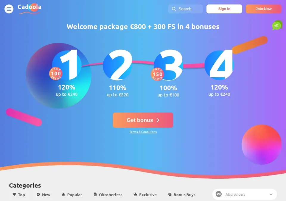 Cadoola: Startseite (Screenshot von cadoola.com)