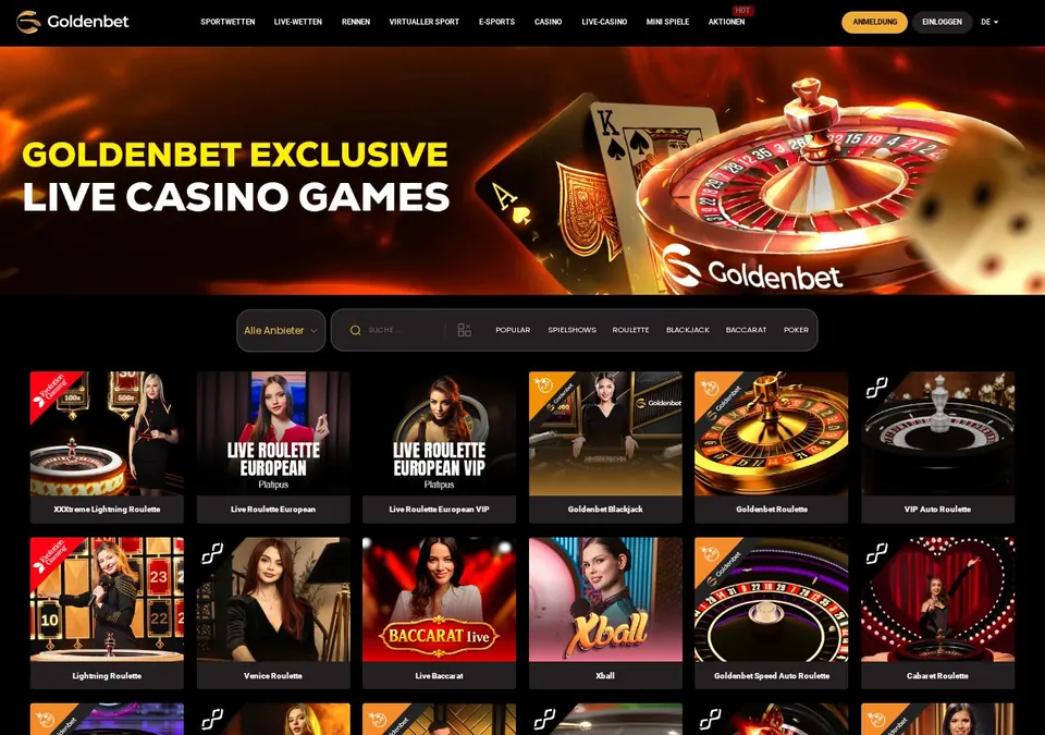 Goldenbet: Spieleübersicht (Screenshot von m.goldenbet2.com)