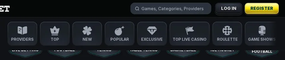 kinbet: Spielelobby (Screenshot von kinbet.com)