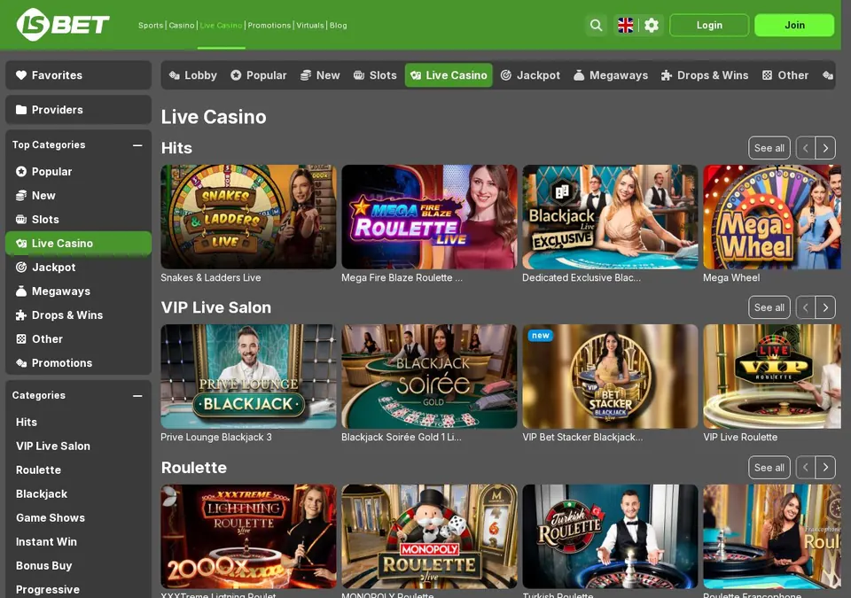 lsbet: Spieleübersicht (Screenshot von www.lsbet.com)