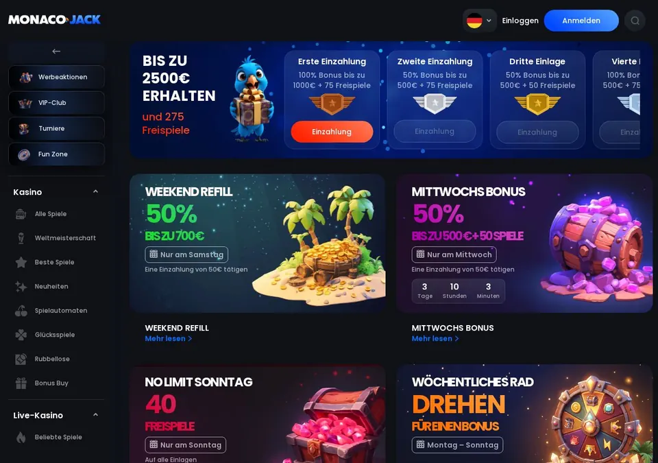 monaco jack: Bonusseite (Screenshot von monacojack.com)