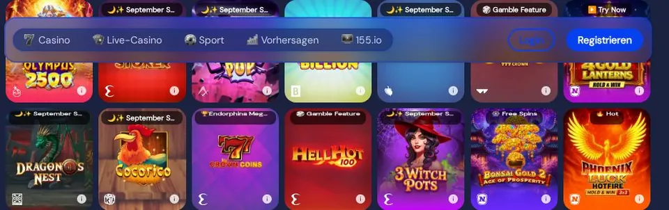 slotneo: Spielelobby (Screenshot von slotneo.com)