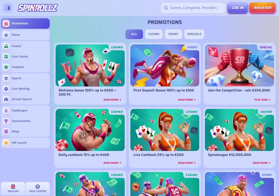 Spinrollz: Bonusseite (Screenshot von spinrollz.com)