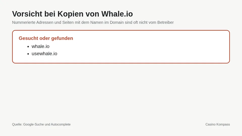 Warnung vor Kopien und Spiegelseiten von Whale.io