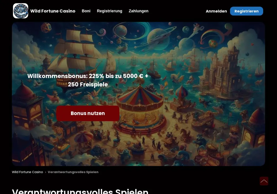 Wild Fortune: Spieleübersicht (Screenshot von wildfortune.io)